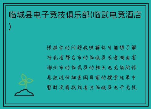 临城县电子竞技俱乐部(临武电竞酒店)